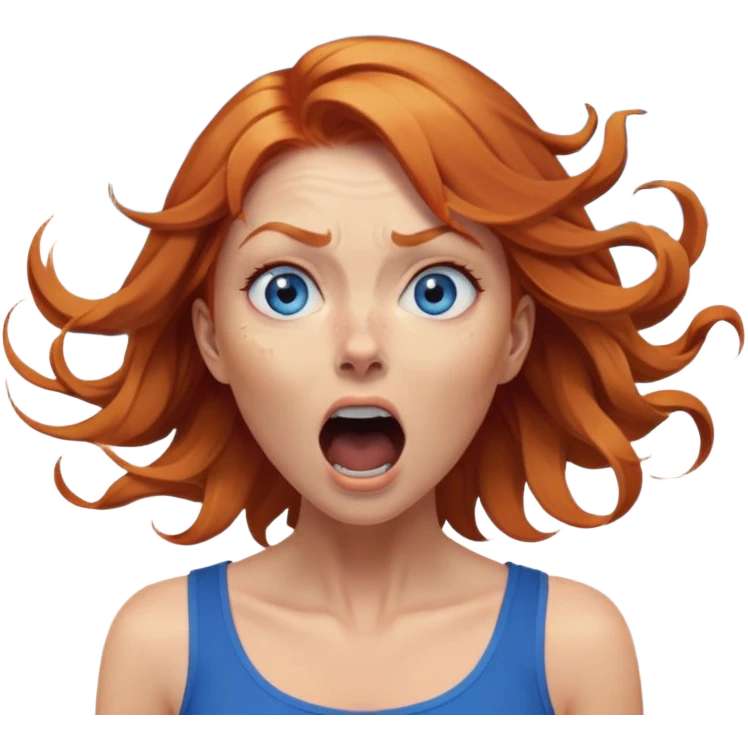 middle of face turning in to a black swirling vortex scream female ginger hair blue eyes emoji