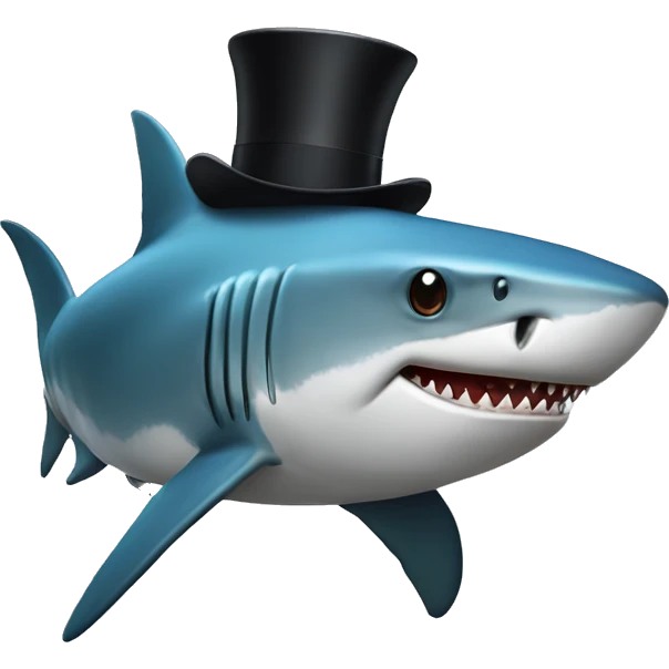Shark with a top hat emoji