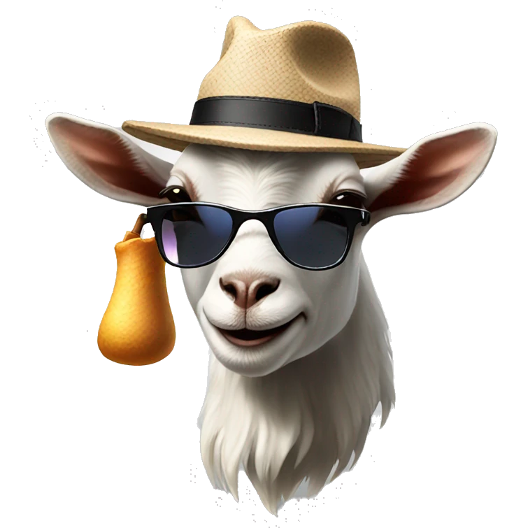 Cool goat smoking with sunglasses and hat emoji emoji