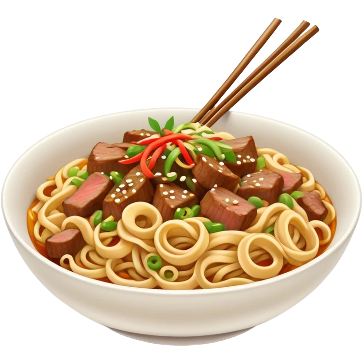 Stir-fried noodles with meat. emoji