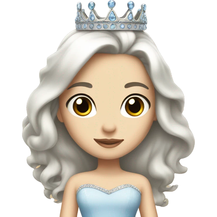 PRINCESS WHITE SKIN, STRAIGHT DARK HAIR, WITH PRINCESS CROWN, WITH PRINCESS DRESS emoji