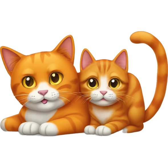 Big orange cat AND small tricolour kitty emoji