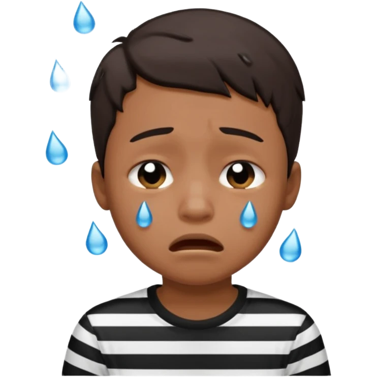 Tişörtü siyah beyaz çizgili ağlayan çocuk erkek emoji