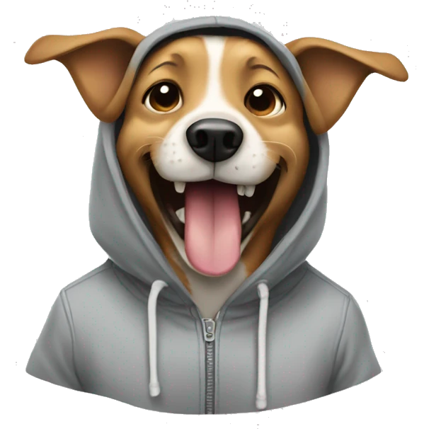 dog wearing hoodie laughing  emoji