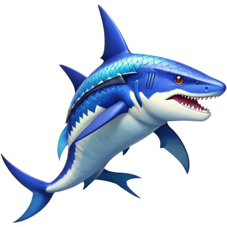 Shiny Exotic Colorful epic Sharpedo-Garchomp-Koraidon-Fakémon-hybrid-creature (full body)  emoji