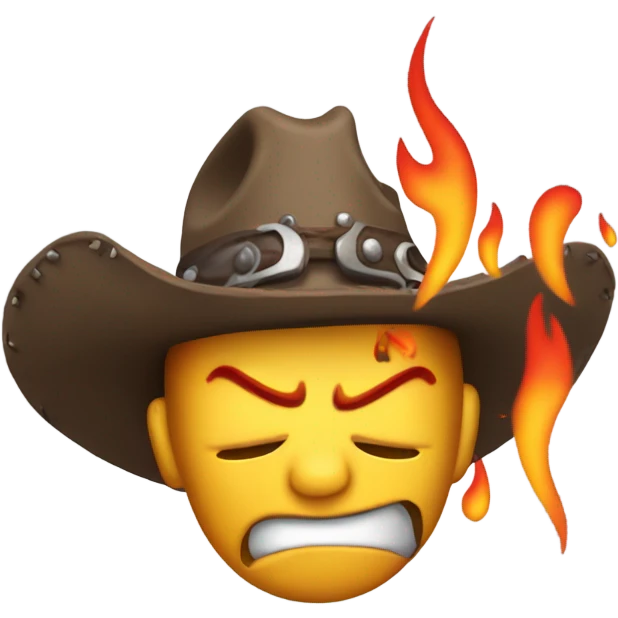 REALY ANGRY COWBOY MUSICIAN with flames coming out of his head emoji