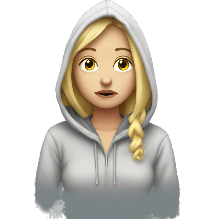 Depressed blonde girl in hoodie emoji
