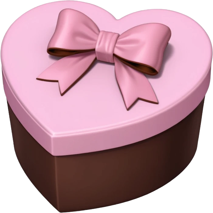 pale pink heart box, pale pink bow, filled with chocolates inside emoji