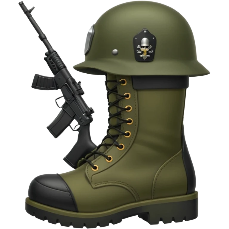 Military boots helmet rifle  emoji