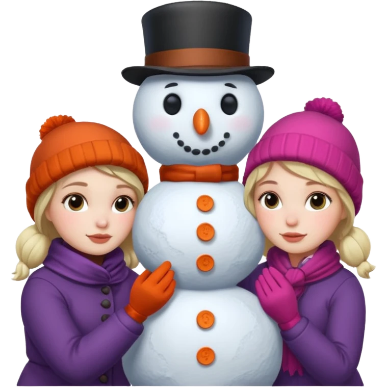 Virginia Poe and Maria Clemm building a snowman emoji