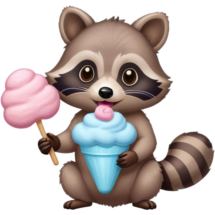 Raccoon with cotton candy emoji