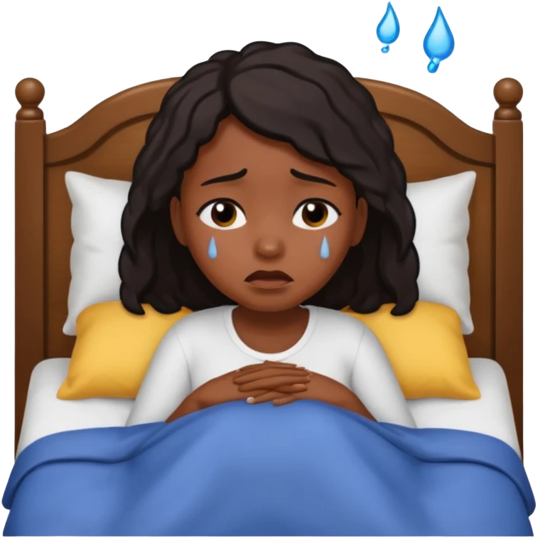 Black girl in the bed by herself crying emoji
