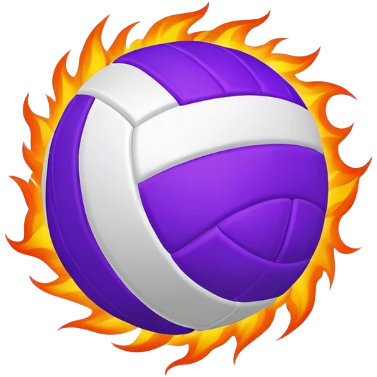 Purple volleyball on fire emoji