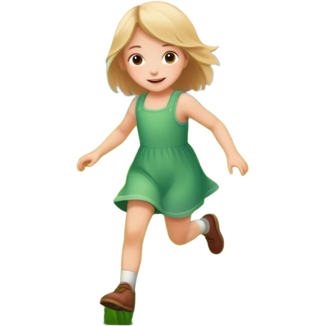 Little girl frolicking in a field with background emoji