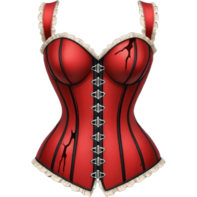 Torn silk corset with dried blood marks, gothic erotic relic emoji