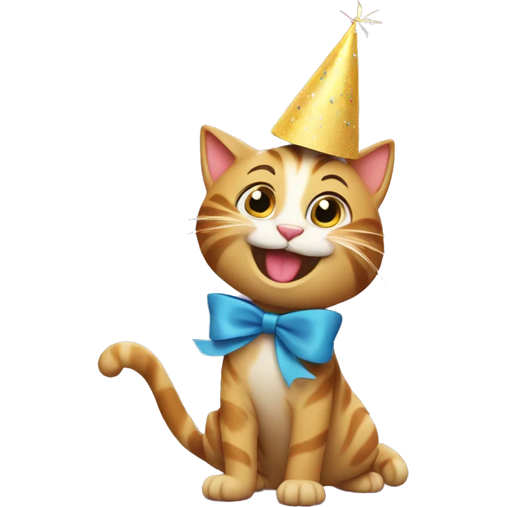 happy cat dancing birthday hat emoji