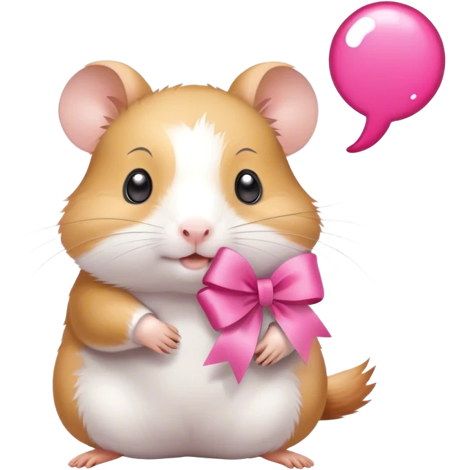 hamster pink ribbon with speech bubble emoji