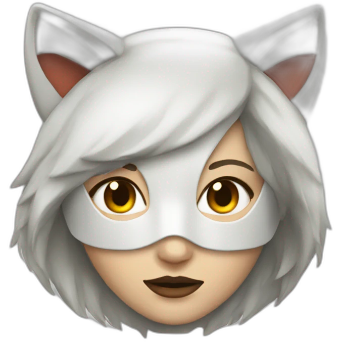 white women wearing a kitsune mask emoji