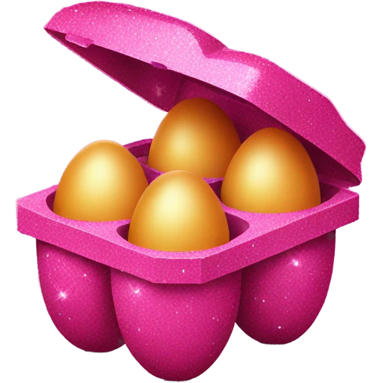 Hot pink carton of eggs with glitter  emoji