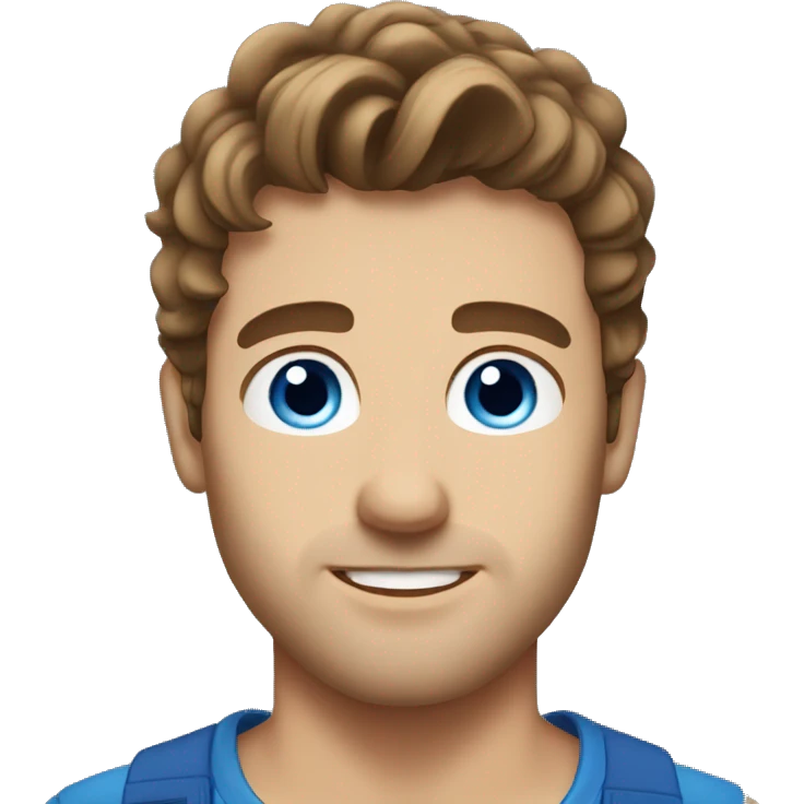 handsome guy with brown hair and blue eyes emoji