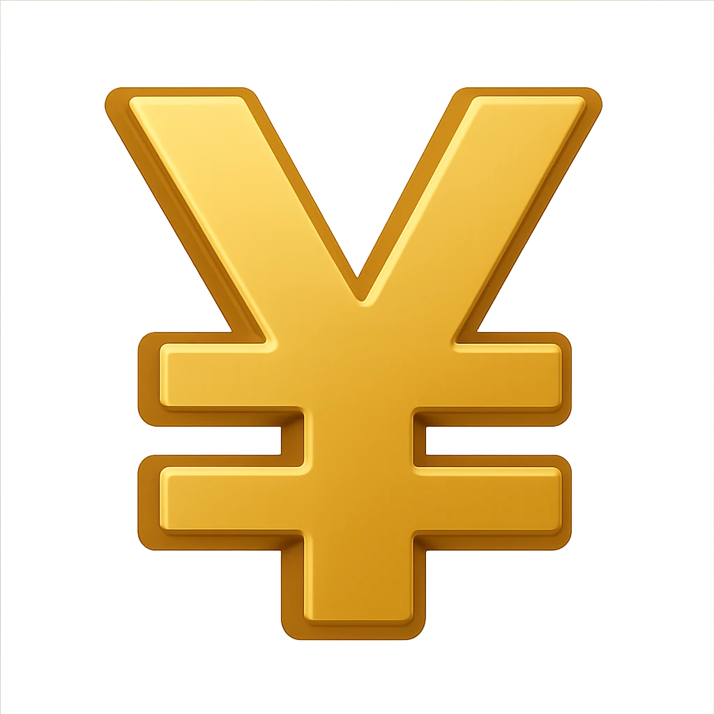 Change the color of the 3D yuan sign emoji to gold, keeping the emoji style and 3D look, no text. emoji