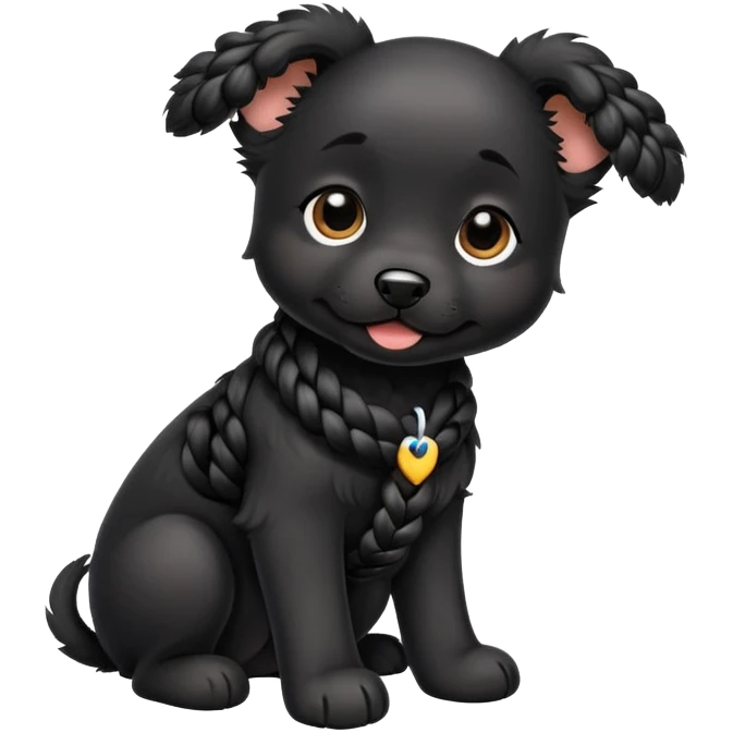 Black puppy with braids emoji