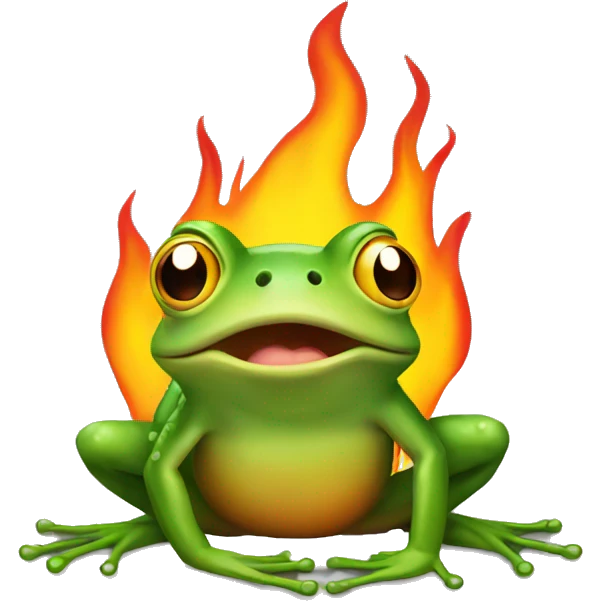 Frog on fire emoji