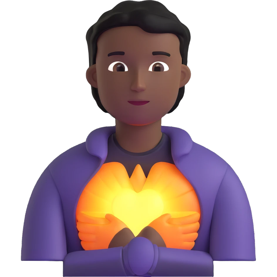person with light radiating from their chest emoji