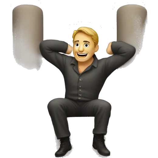 A man on top of a little o emoji