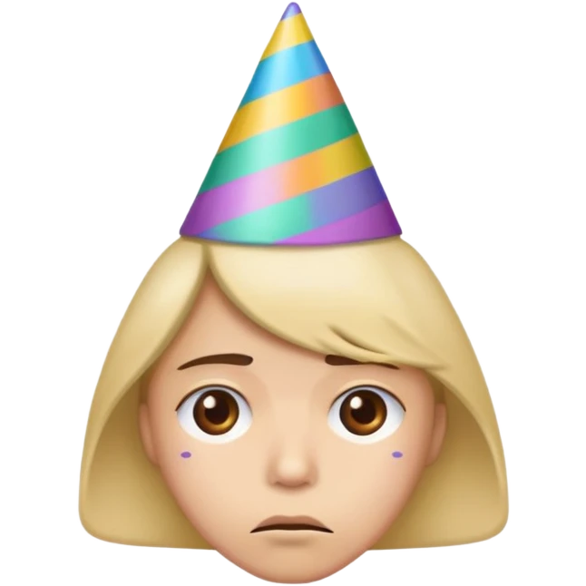 happy who is sad wearing a party hat emoji