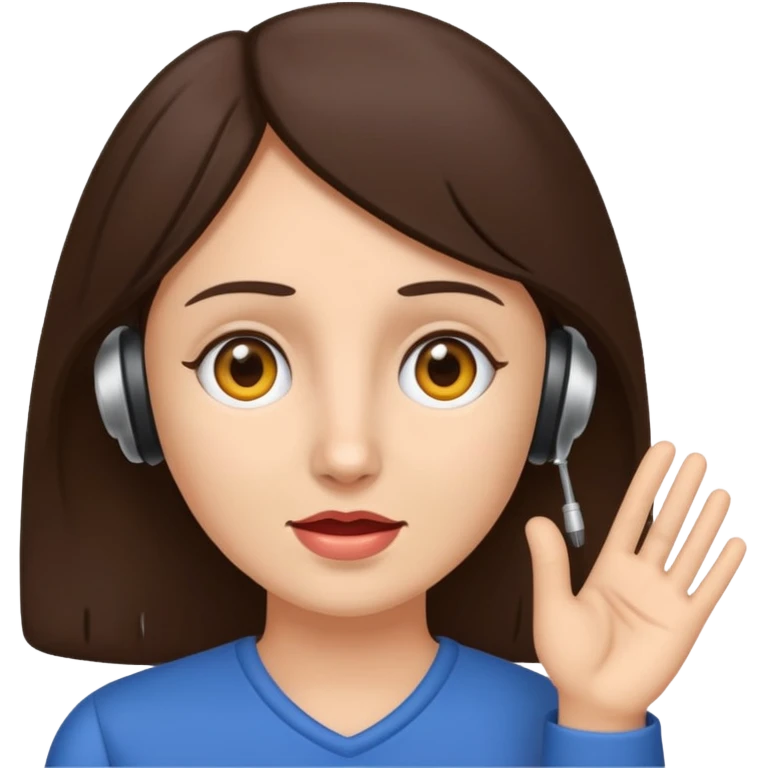 brunette woman with hearing impairment emoji