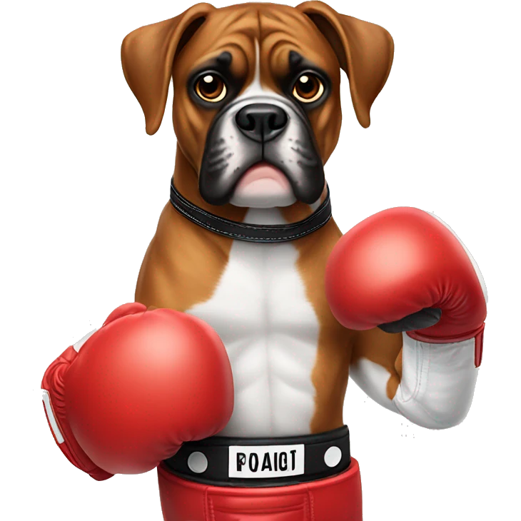 Boxer dog with box gloves emoji