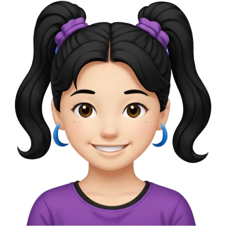 Teen girl with scrunchie ponytail black hair emoji