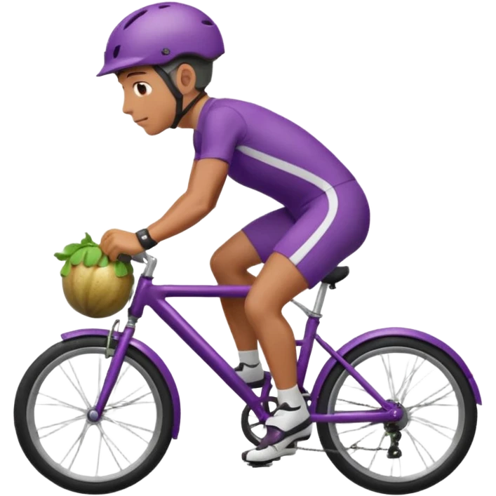 a person riding a bike on an eggplant emoji