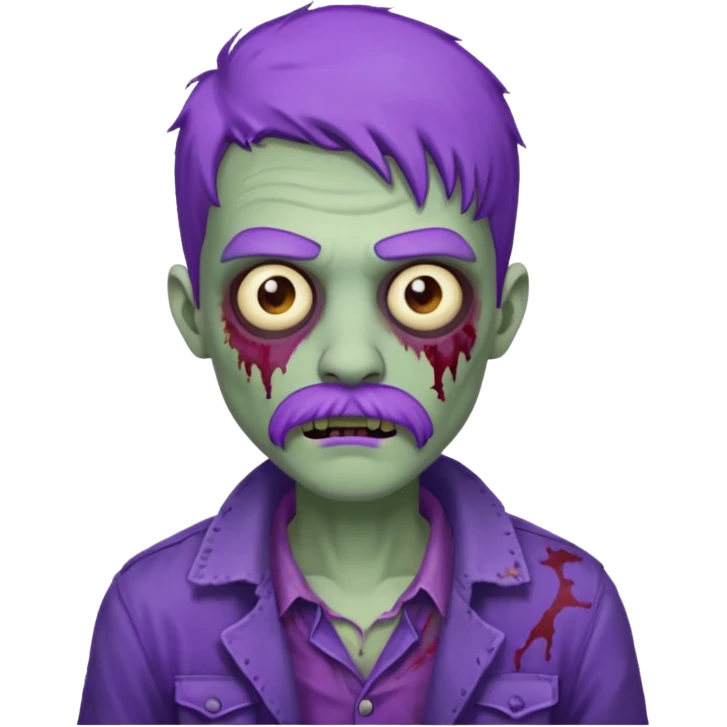 young zombie with purple mustache emoji