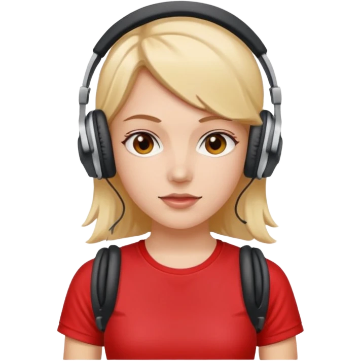 cherryhead skin white girl with deportive t shirt and headphones emoji