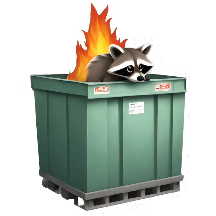 Raccoon on a dumpster fire emoji