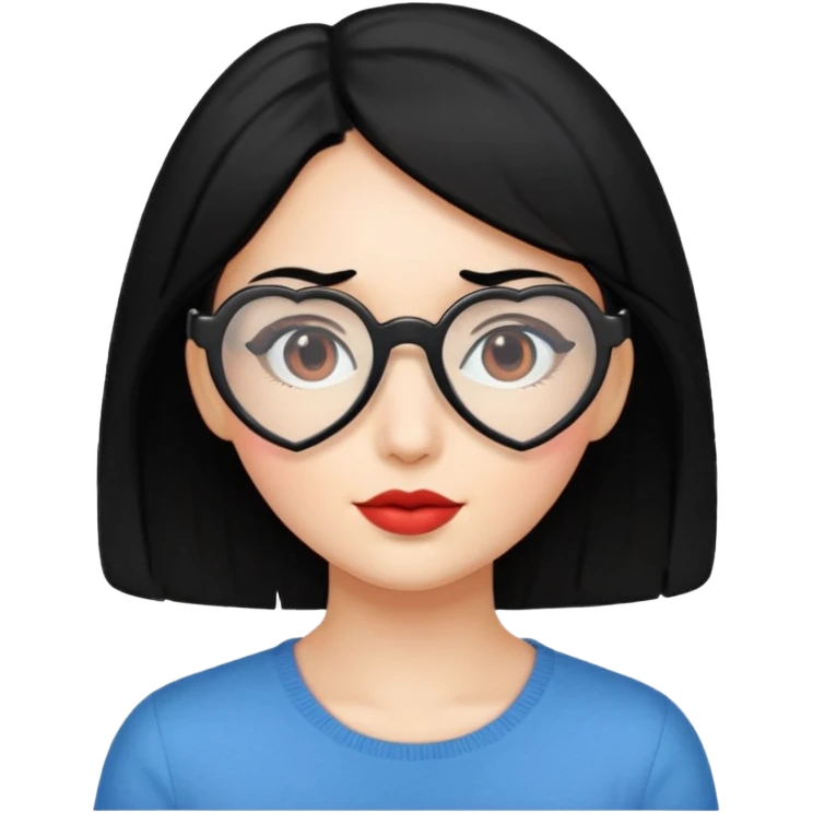 heart shaped Glasses Lady black hair emoji
