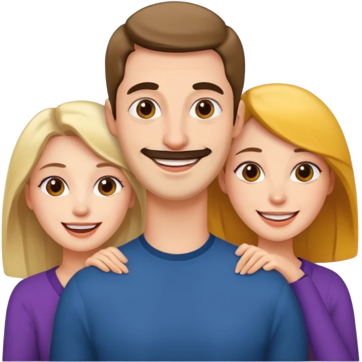 Man and two women in love emoji