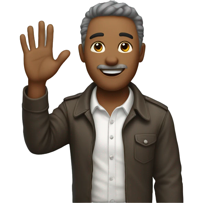 a man raising his arm up 45 degrees into the air emoji