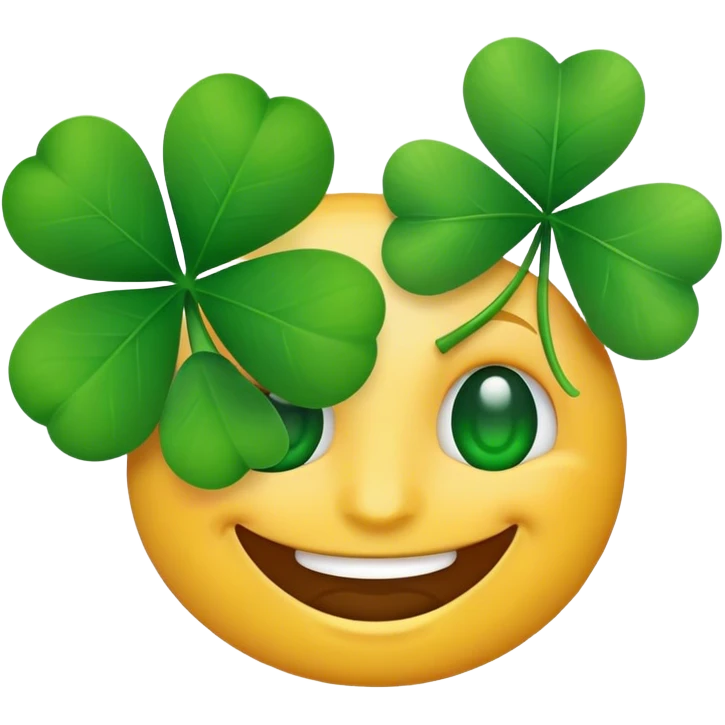 Smiling Emoji with shamrock over the eyes emoji