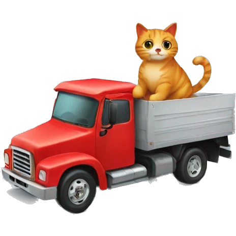red truck, cat is driving emoji