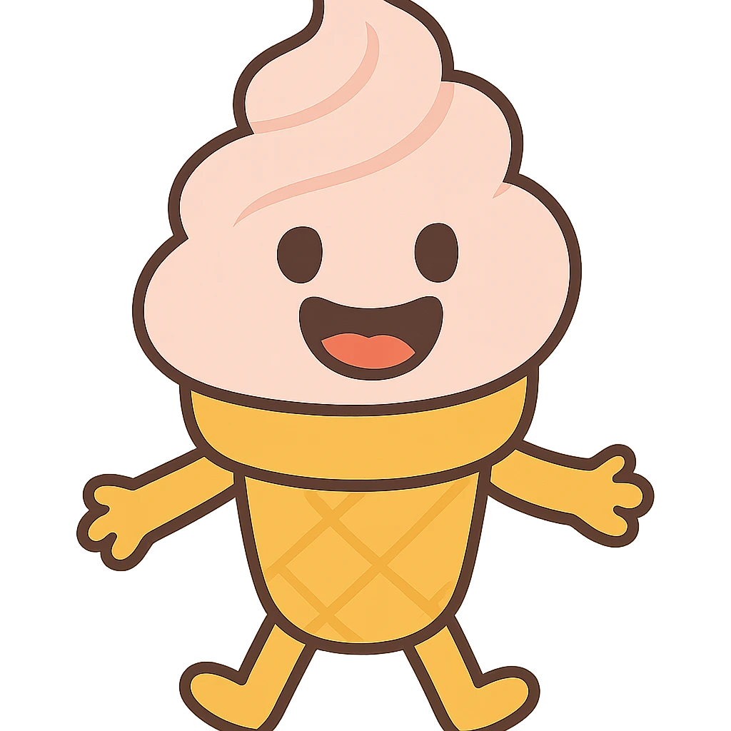 a happy ice cream cone, soft pastel colors emoji
