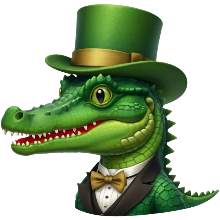 Crocodile with a top hat and monocle emoji