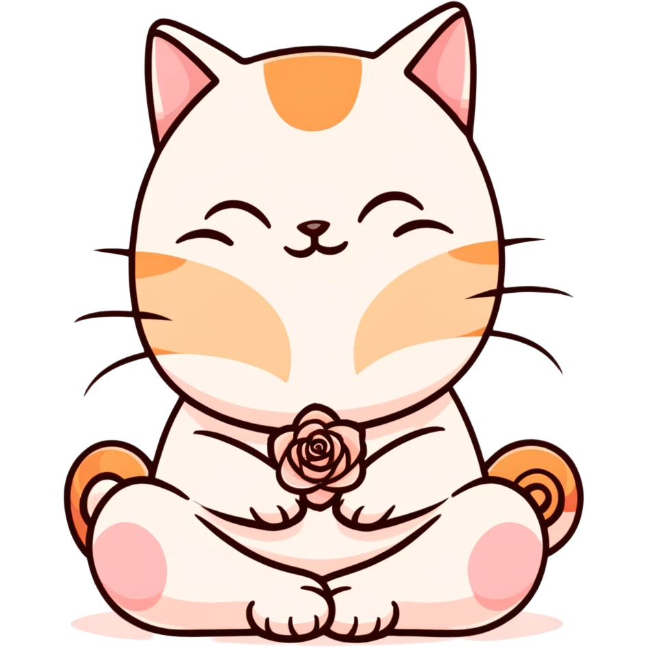 A rose gold cat during meditation  emoji