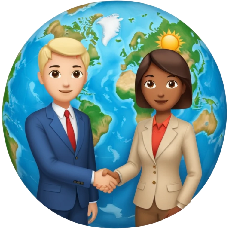 Shake hands and a globe showing negotiation of climate change with accurate image showing environment not just 2 person in a pic emoji
