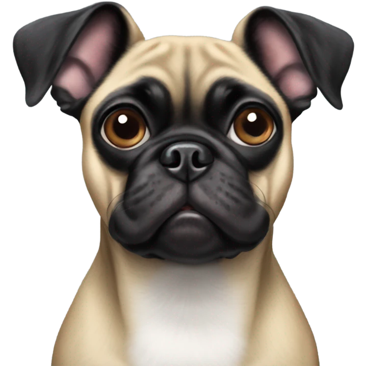 Black pug mix Boston terrier straight ears emoji