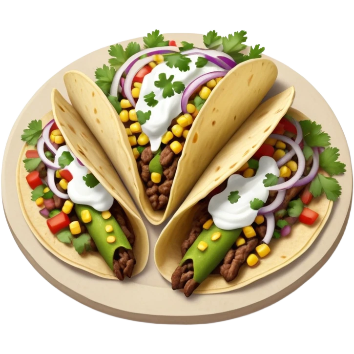 3 carne asada street tacos with onions and cilantro  emoji