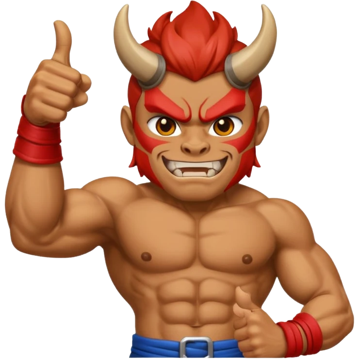 oni giving a thumbs up with GG text emoji