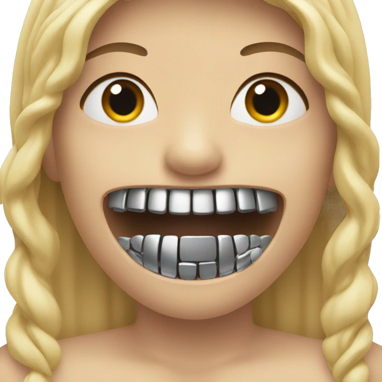 person with metal braces on teeth emoji